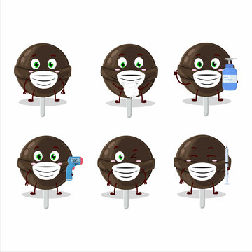 A picture of sweet chocolate lolipop cartoon design style keep staying healthy during a pandemic