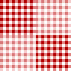 Plaid vector seamless texture. Red pattern in box. Checkered background.