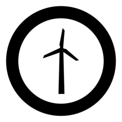 Wind generator icon in circle round black color vector illustration image solid outline style