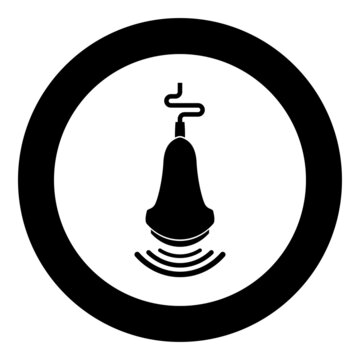 recommend clip art: Ultrasound tool with wave medical diagnostic device equipment echograpy icon in circle round black color vector illustration image solid outline style