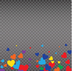 Live like, flying color hearts for stream. Live video and flying likes. Social media elements falling.