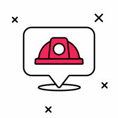 Filled outline Worker safety helmet icon isolated on white background. Vector