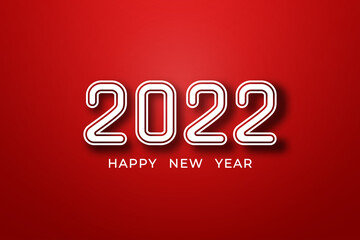 Happy New Year 2022 , Simple red elegance new year template background.