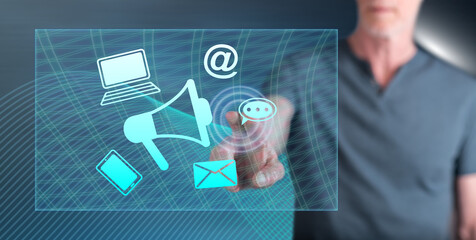 Man touching a web marketing concept