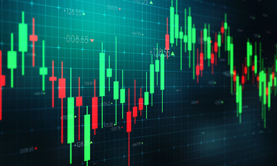 Stock market chart, Stock market data on LED display concept.