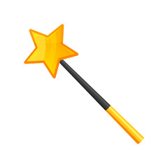 Magic Wand with Gold Star on White Background. Vector