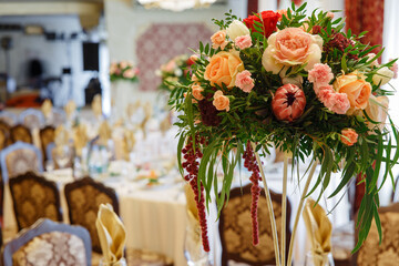 Served festive table in restaurant