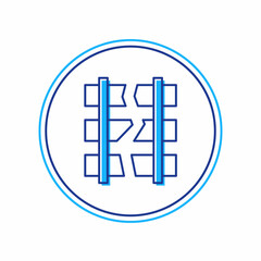 Filled outline Broken or cracked rails on a railway icon isolated on white background. Vector