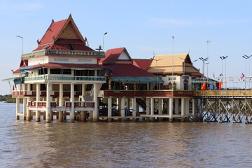 Fototapeta premium Cambodia. The Buddhist temple is located on Tonle Sap Lake, near the floating village of Chang Kneas. Siem Reap province. 
