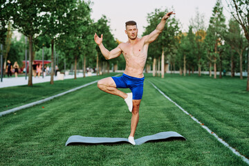 man doing sports in the park outdoors cardio CrossFit