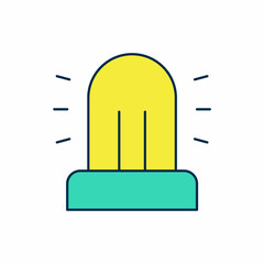 Filled outline Flasher siren icon isolated on white background. Emergency flashing siren. Vector