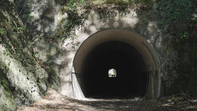 Tunnel in the mountains of Hyogo, Pan Establishing Shot of Takedao Railway Hike
