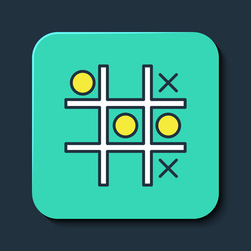 recommend clip art: Filled outline Tic tac toe game icon isolated on blue background. Turquoise square button. Vector