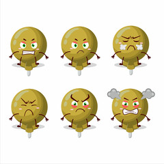 Yellow lolipop wrapped cartoon character with various angry expressions