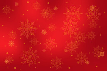 Red background with snowflakes and bokeh lights effect, abstract defocused texture pattern, background, vector