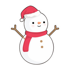 크리스마스 산타 모자를 쓴 눈사람 캐릭터