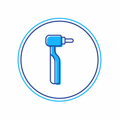 Filled outline Tooth drill icon isolated on white background. Dental handpiece for drilling and grinding tools. Vector