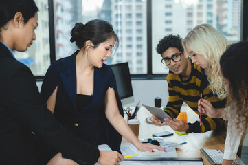 professional businessman partner person success team are meeting with corporate group in office