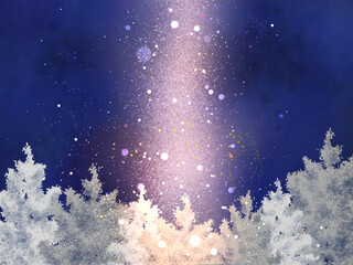 森に浮かぶダイヤモンドダスト（ヨコ）