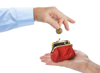 Obraz premium Hand of old man and purse