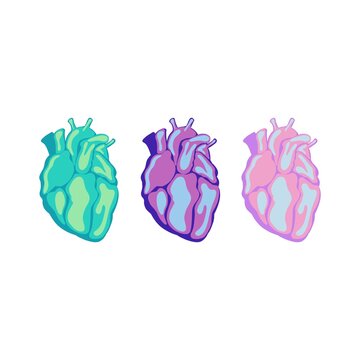 Abstract Human Hearts in trending colors. Set for design for Valentine's Day.