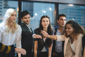 business team creative person are meeting at office to work about marketing plan idea discussion