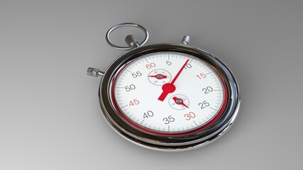 Silver 3D render Stopwatch.. Beautiful 3D object for you time.