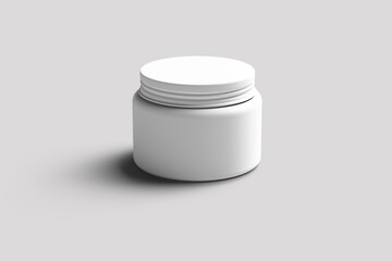 Cosmetic package. Rounded cleaning cream plastic tube box container top and side view mockup isolated on grey background. 3d rendering.