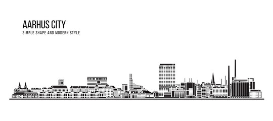 Obraz premium Cityscape Building Abstract Simple shape and modern style art Vector design - Aarhus city