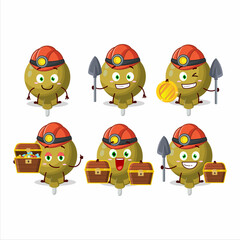 miners yellow lolipop wrapped cute mascot character wearing helmet