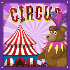 Circus poster design with circus and bear