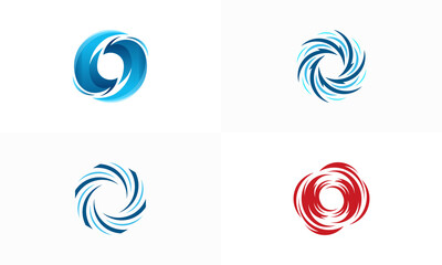 Set of Circle Tornado logo symbol isolated, Abstract Hurricane Logo Symbol, Typhoon vector illustration