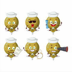 Obraz premium A character image design of yellow lolipop wrapped as a ship captain with binocular