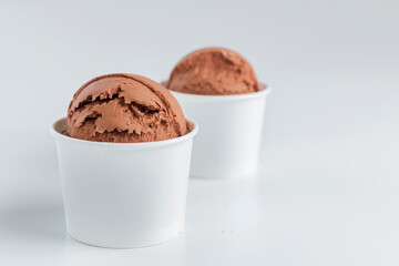 Chocolate ice cream on the bowl