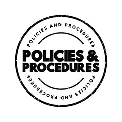 Policies And Procedure text stamp, concept background