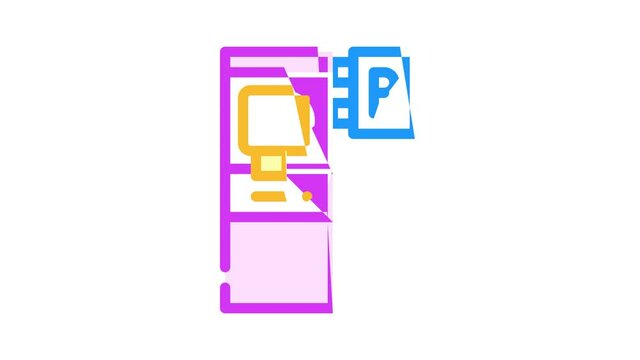 electronic machine for buy ticket of parking animated color icon electronic machine for buy ticket of parking sign. isolated on white background
