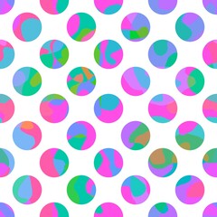 Seamless dots pattern with coloured bolls for wallpaper and fabrics and textiles and packaging and linens 
