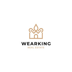 letter w royal home logo vector icon illustration vintage style for your business