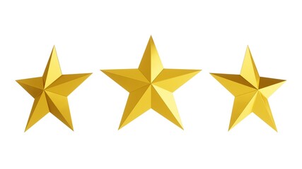 Fototapeta premium 3D Rendering Three Golden Star isolated on white