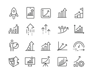 Growth Icons - Vector Line Icons. Editable Stroke. Vector Graphic