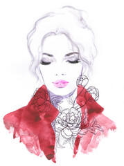 watercolor painting. fantasy female portrait. illustration.
- 473492360