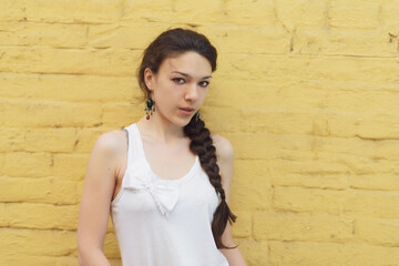 Summer portrait of beautiful young woman.