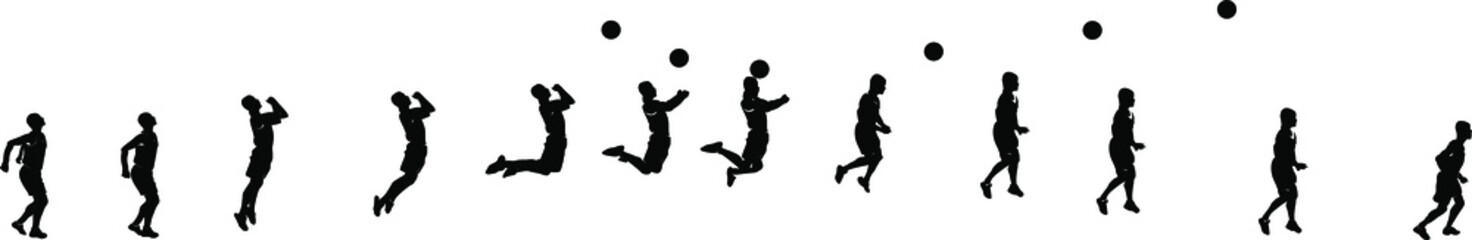 This is an image of football header player silhouette sequences for animation.