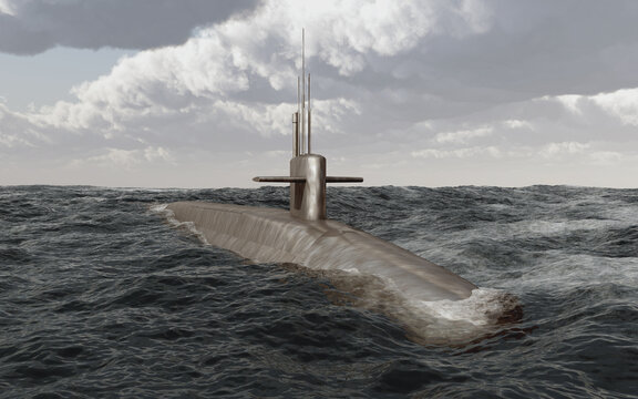 Modernes Unterseeboot im offenen Meer