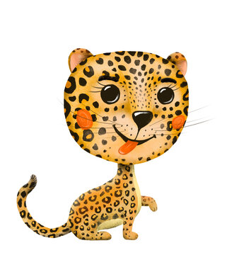 cute illustration leopard cub isolated white background