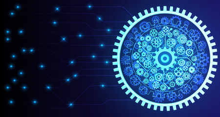 vector sketch background gear wheel circle with gear elements Circuit board of the future EP.1