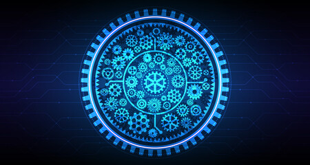 vector sketch background gear wheel circle with gear elements Circuit board of the future EP.1