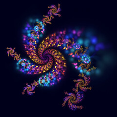 Abstract fractal art background. Infinitely repeating pinwheel. Spirals within spirals.
