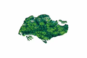Wandcirkels aluminium Green Forest Map of Singapore © allexxandarx