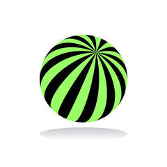 3D spherical shape. Striped green and black design element.